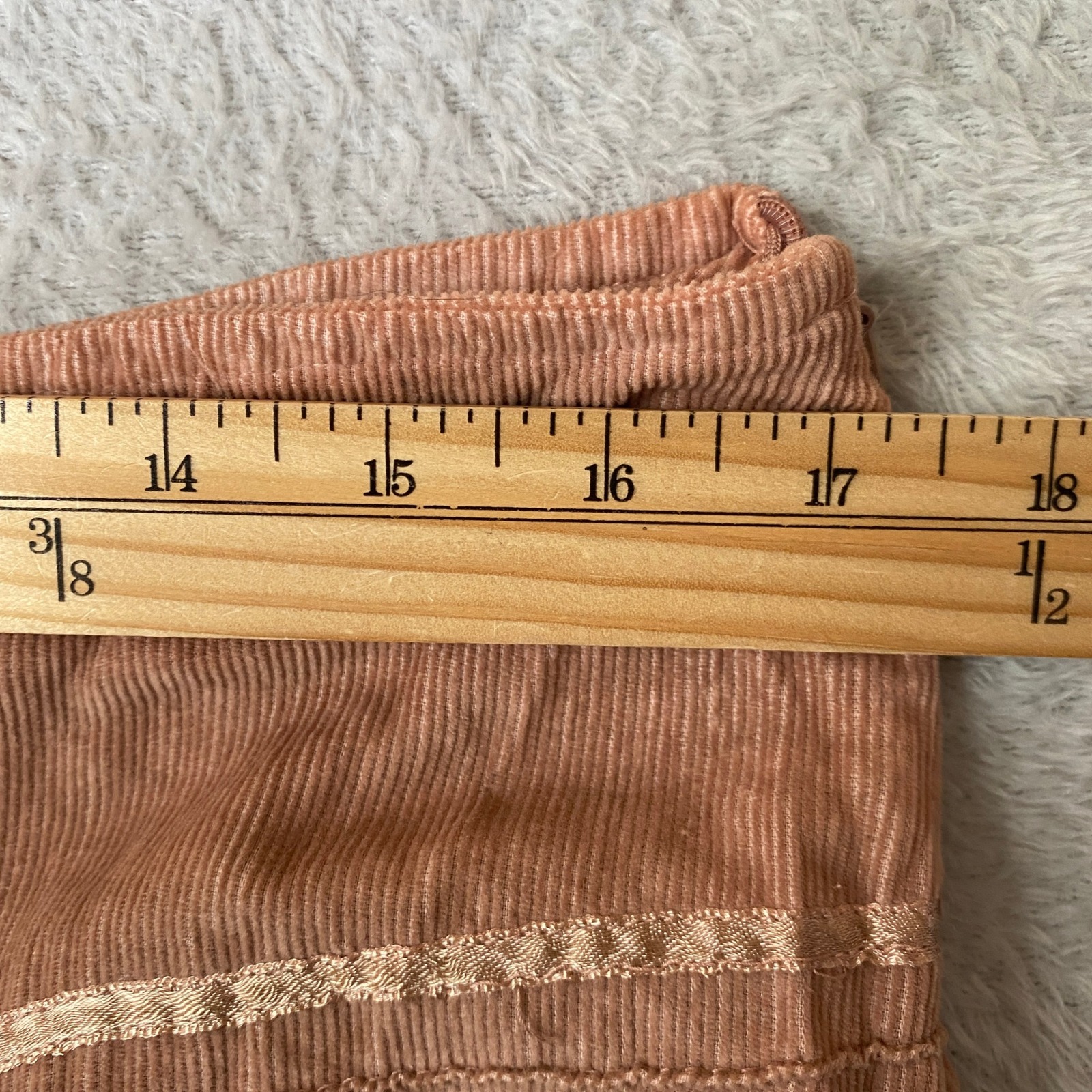 Angie Boho Ombre Corduroy Tiered Midi Skirt Women M Brown Eyelet Lace Festival — image 7 of 8